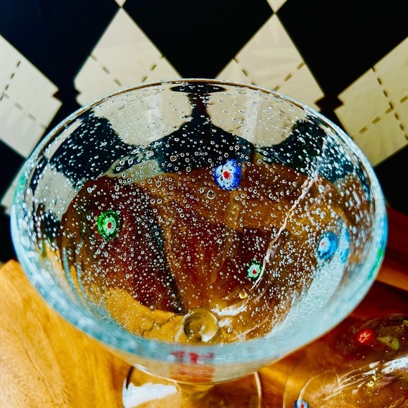 Millefiori Bubble Murano Style Margarita Cocktail Glasses - Set of Two - Picture 2 of 13